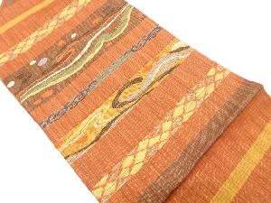 金通し横段に流水模様織り出し名古屋帯